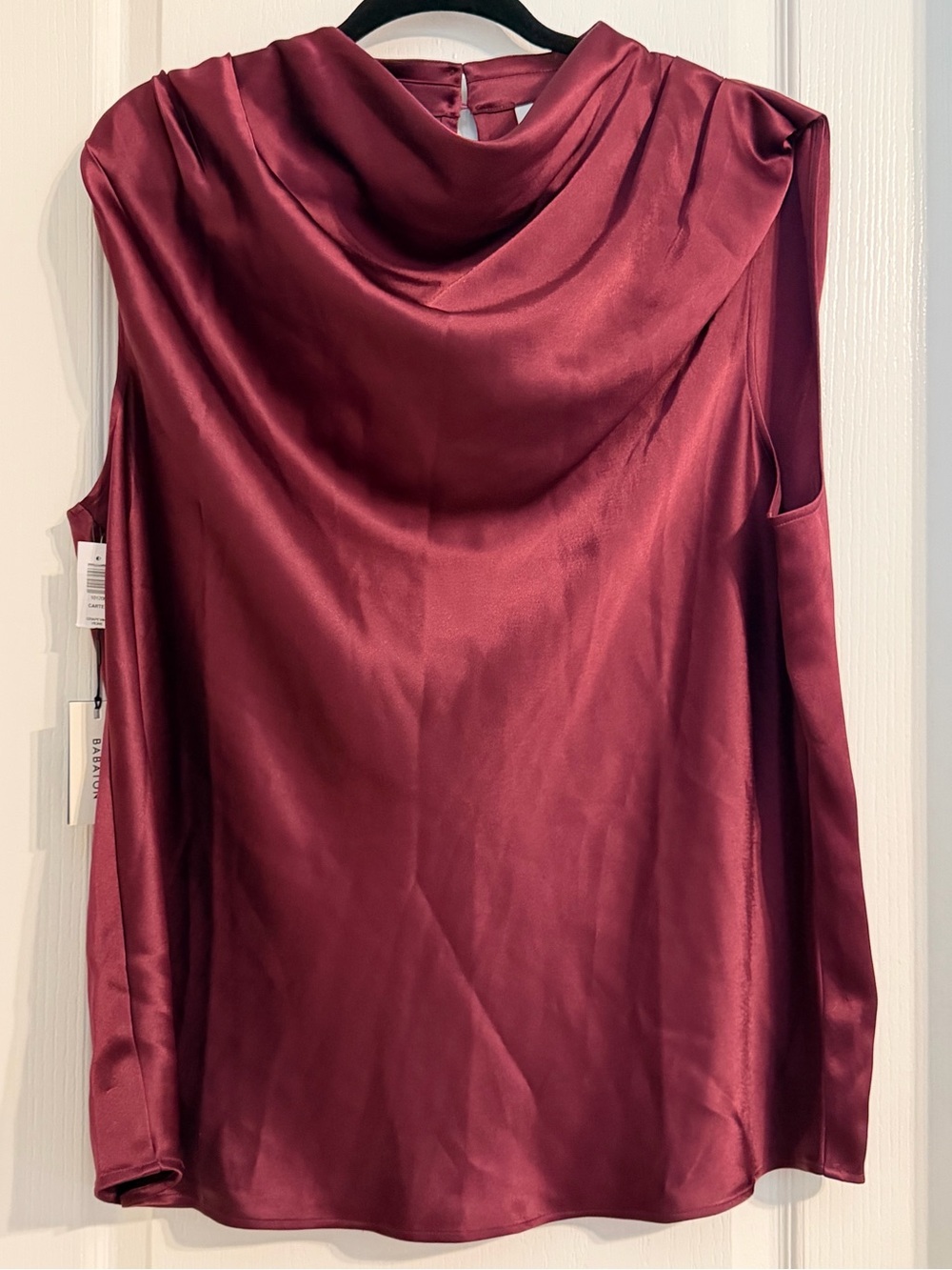 NWT Aritzia Babaton Sleeveless Elegant Satin Cowl Neck Tank Deep Red Sz XL